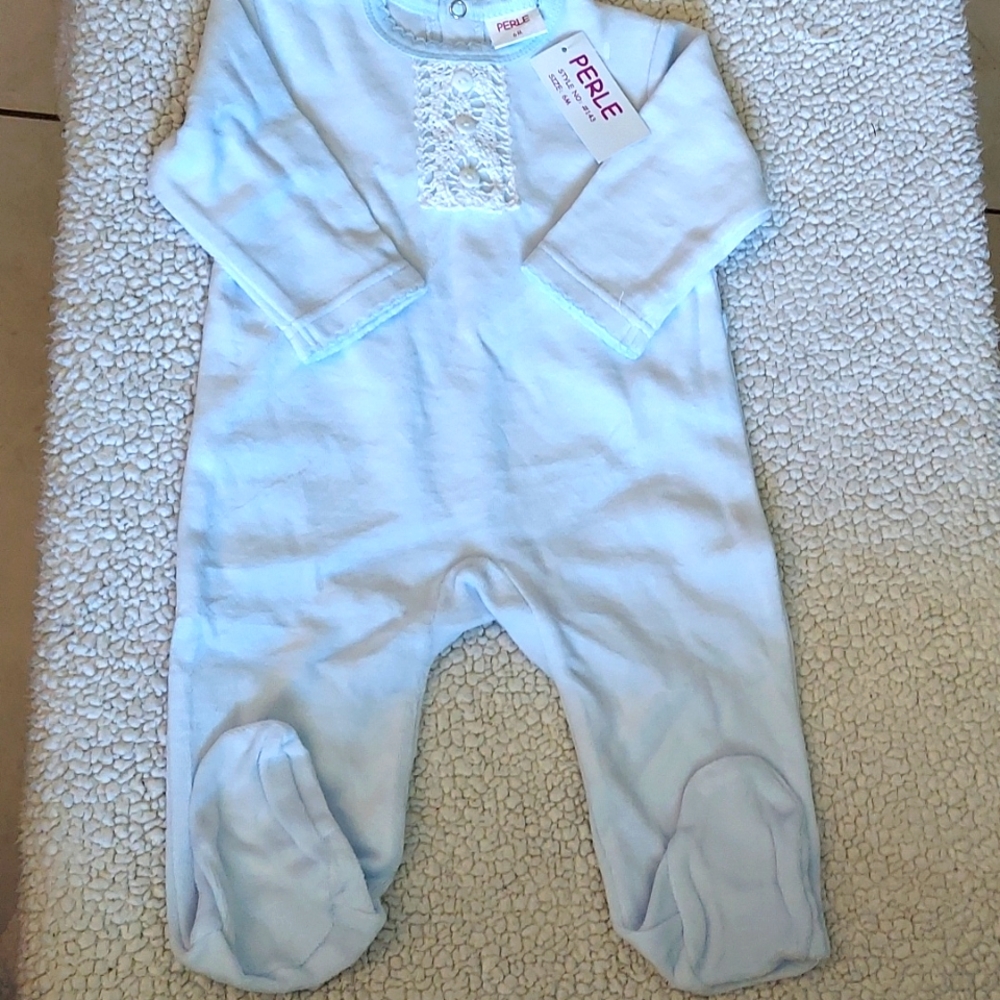 Perle brand light blue velvet outfit